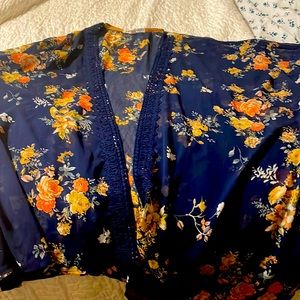 Navy Blue Kimo with Flowers Size XL